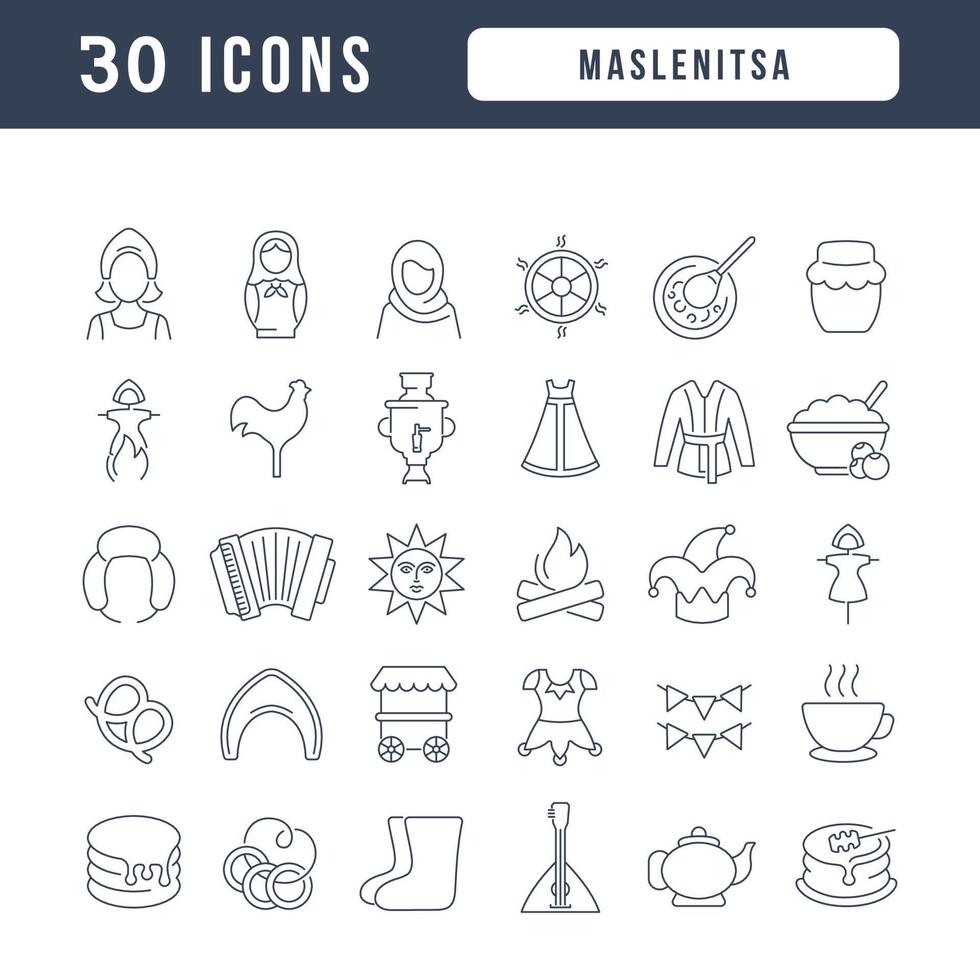 iconos de línea vectorial de maslenitsa vector