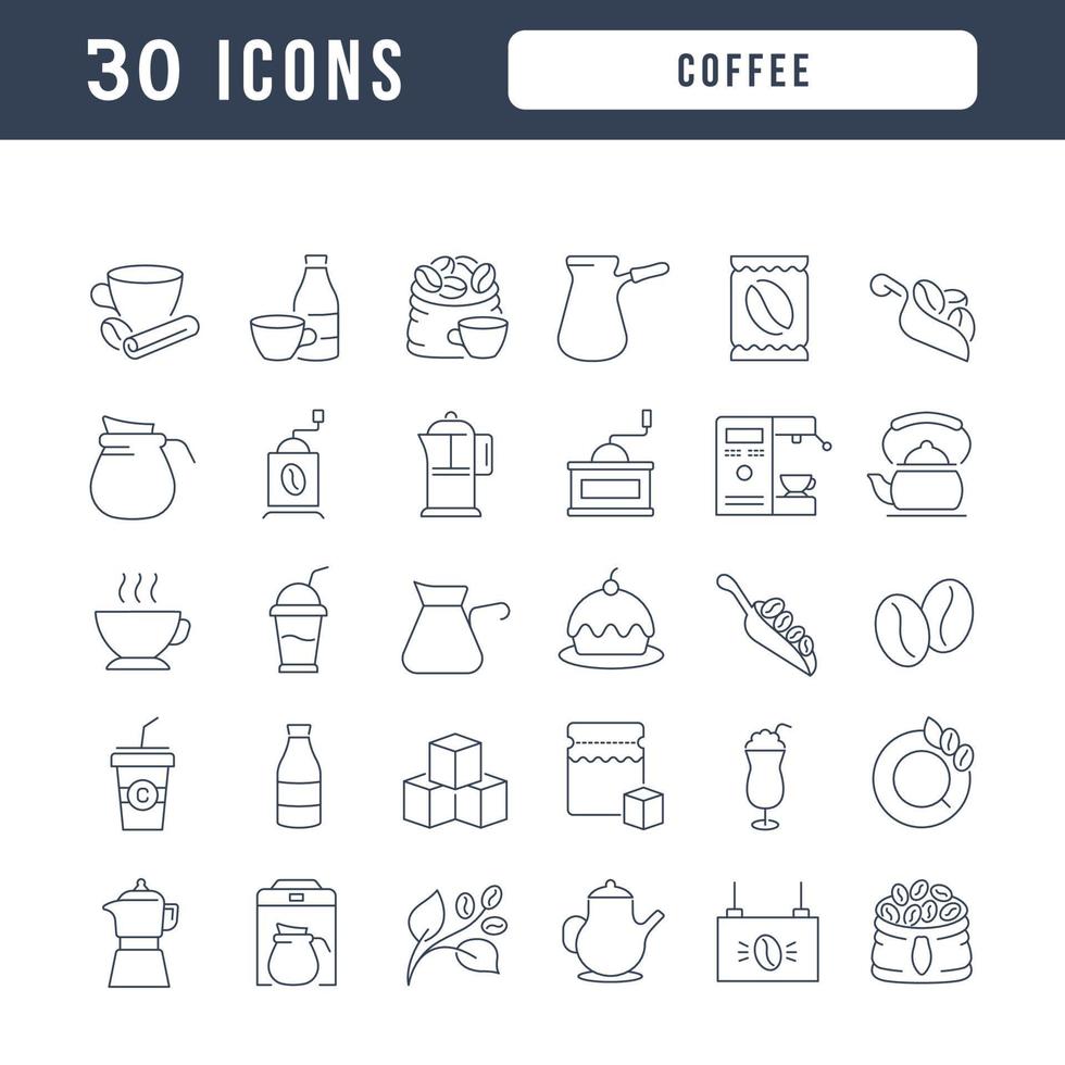 conjunto de iconos lineales de café vector