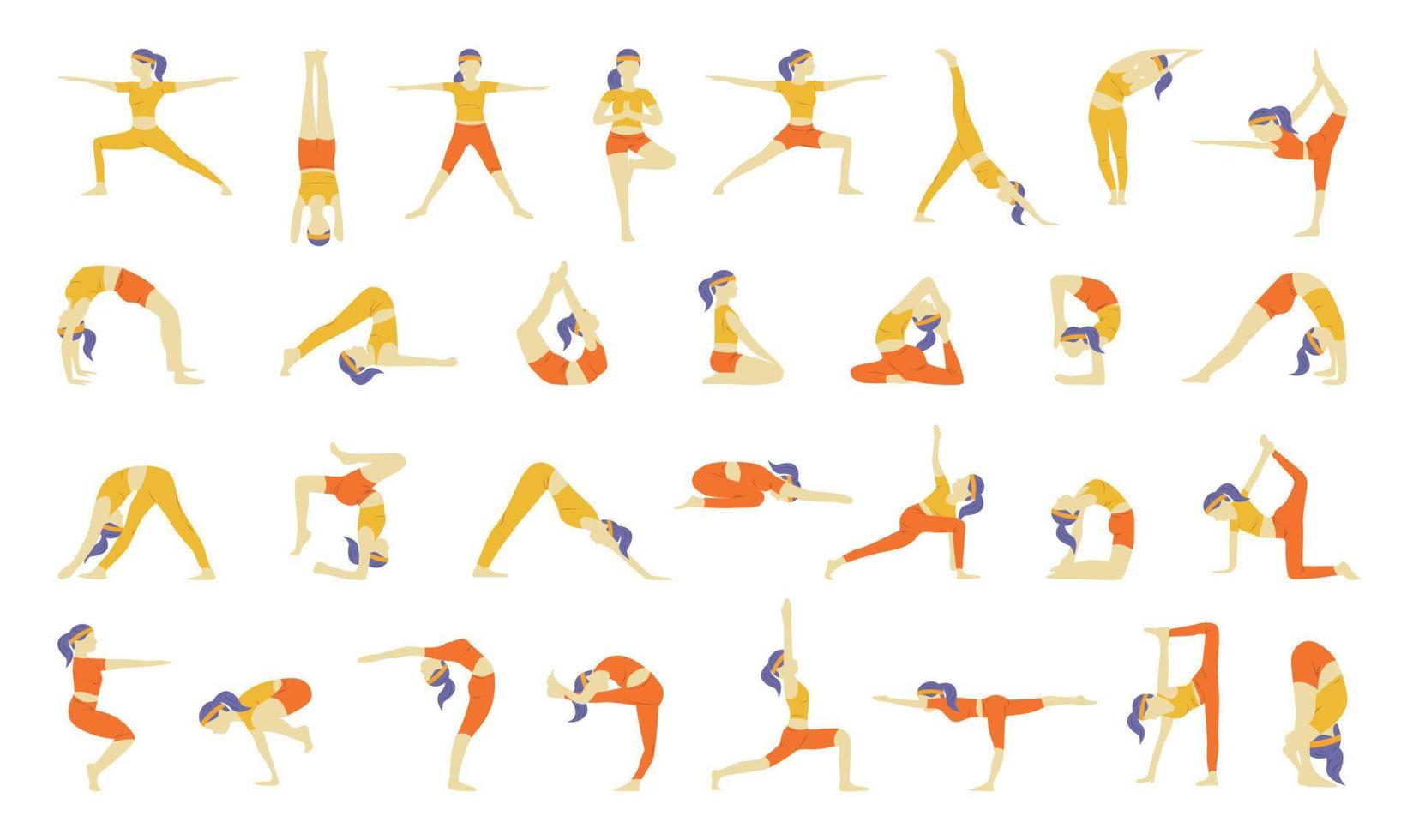 conjunto de posturas de yoga vector
