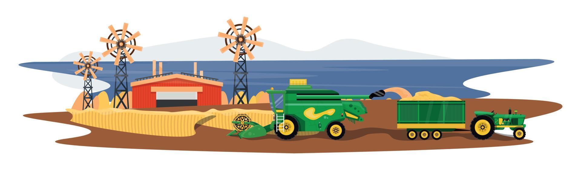 Grain Harvesting Illustration vector