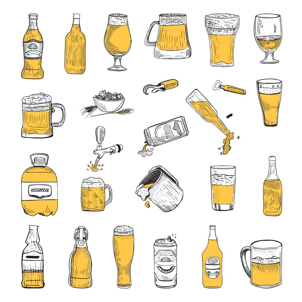 ilustraciones de cerveza en estilo de tinta de arte vector