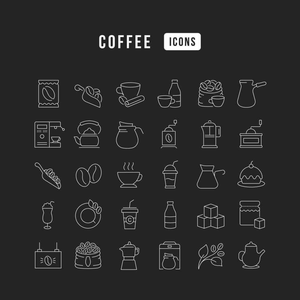 Set of linear icons of Coffee vector