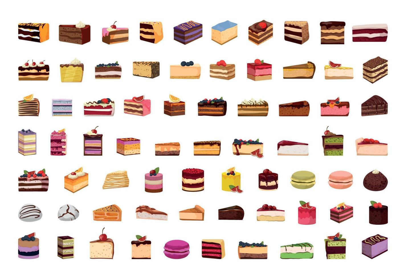 coloridas ilustraciones de pasteles vector