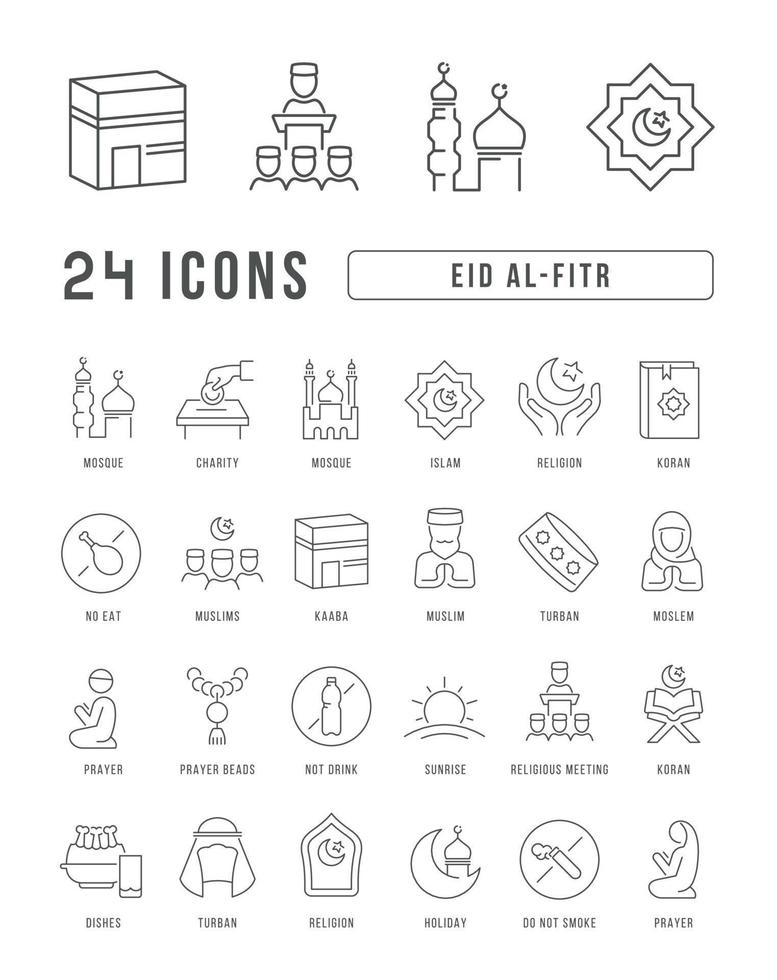 Vector Line Icons of Eid Al-Fitr