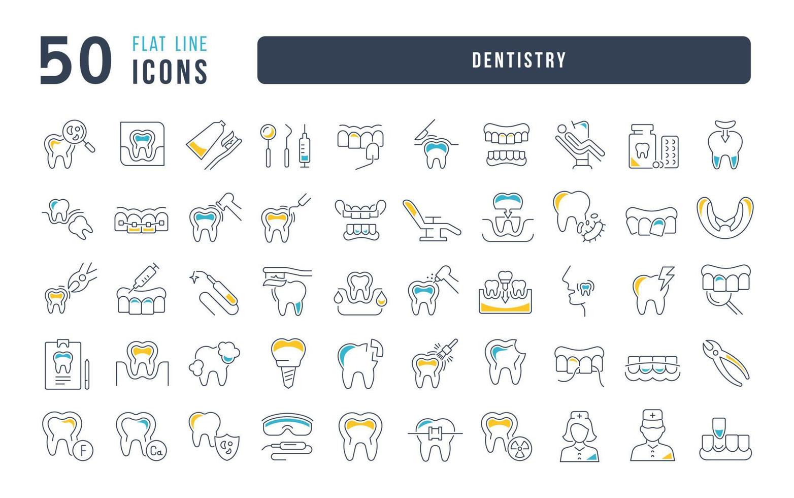 Set of linear icons of Dentistry vector
