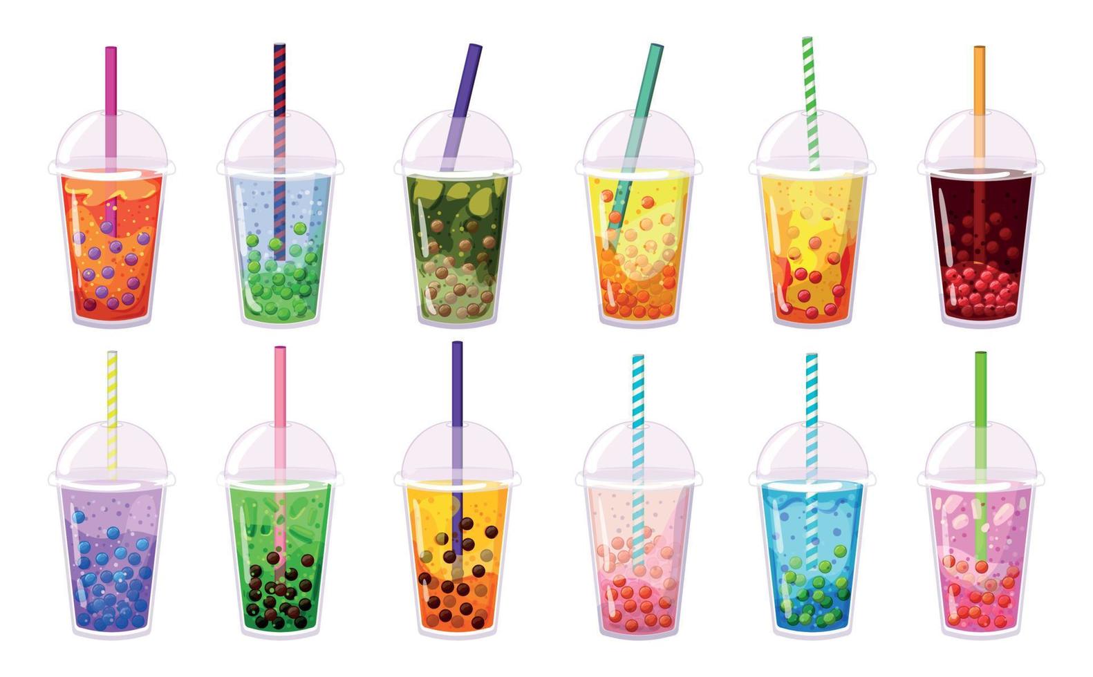 Set of Cocktails with Berries and Tapioca vector