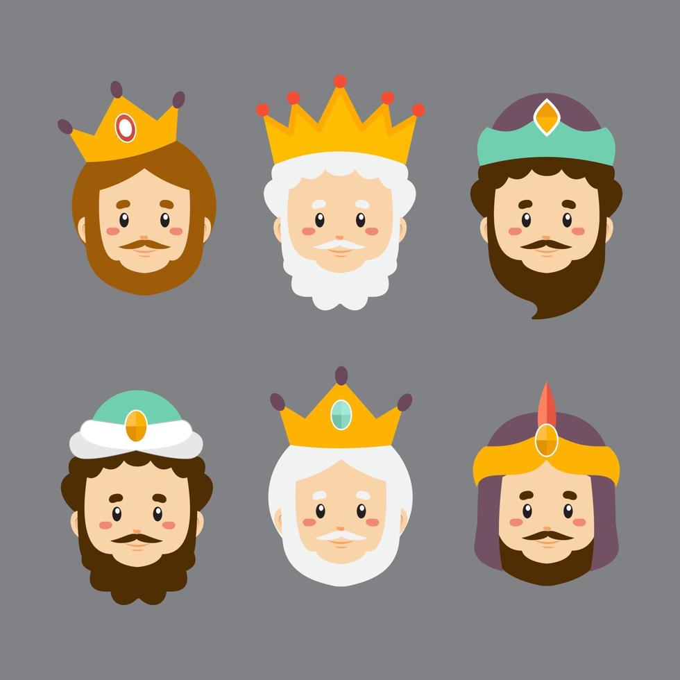 Set of Kings with Various Crown vector