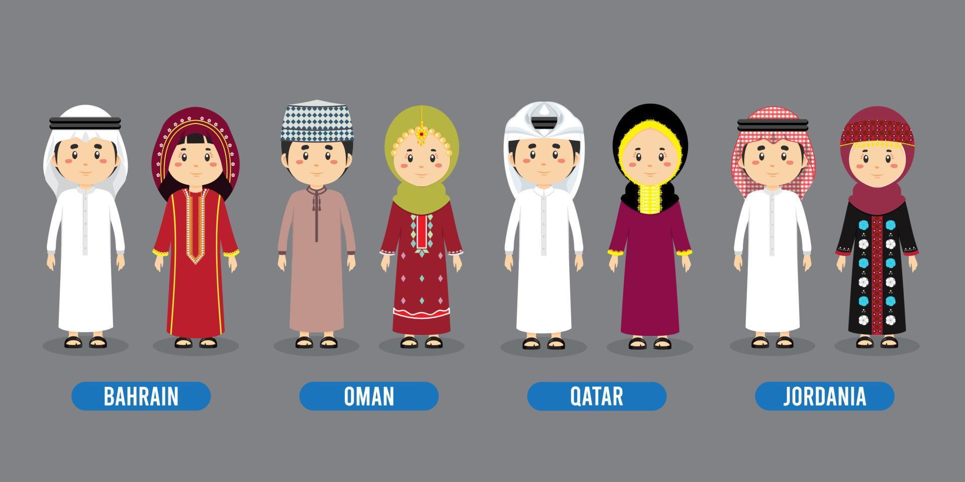 Character in Different National Costumes vector