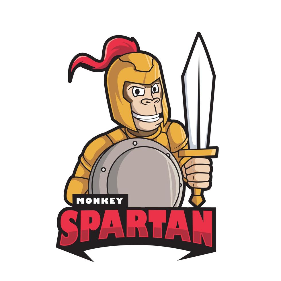 ilustración del logotipo de la mascota del mono esparta vector