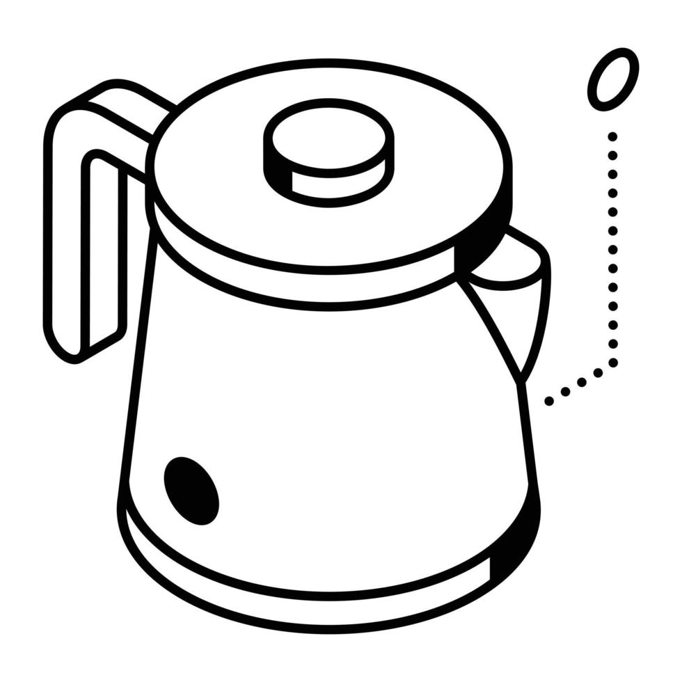 A modern line icon of an electrical tea kettle vector