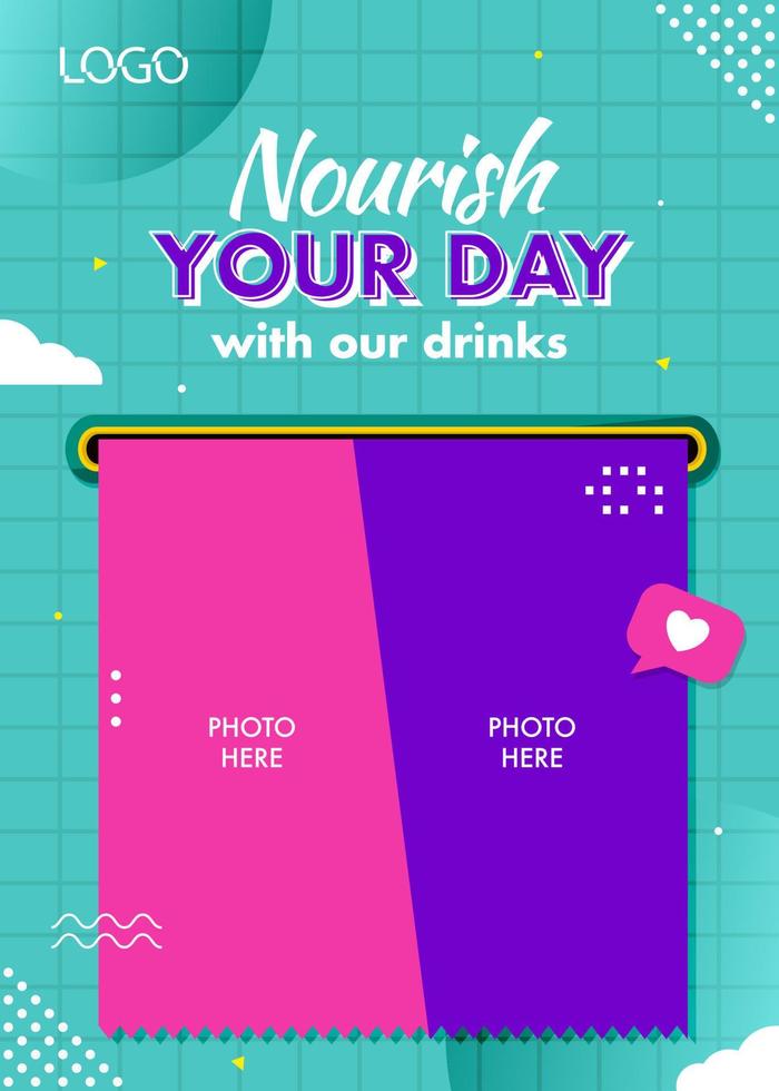 Healthy juice food menu social media template vector