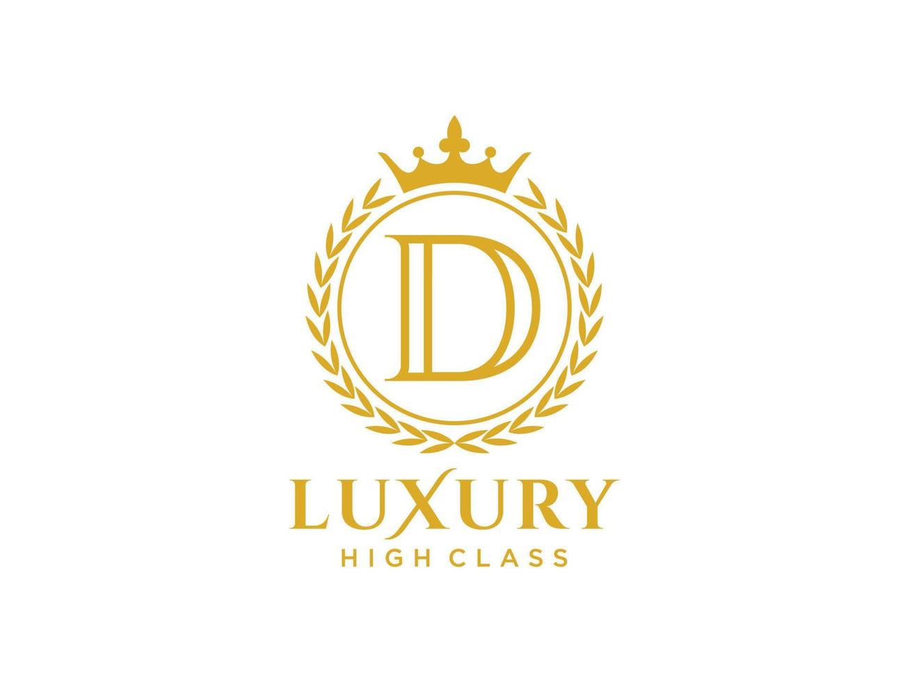 Letter D Antique royal luxury victorian calligraphic logo with ornamental frame. vector