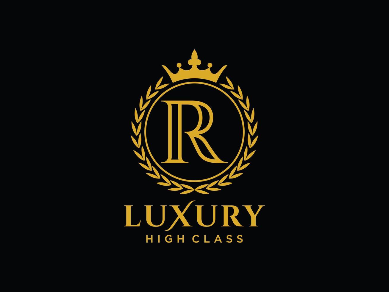 Letter R Antique royal luxury victorian calligraphic logo with ornamental frame. vector