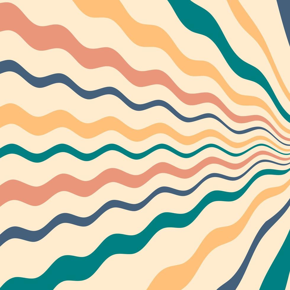 Groovy background in 1970 style with abstract waves. vector