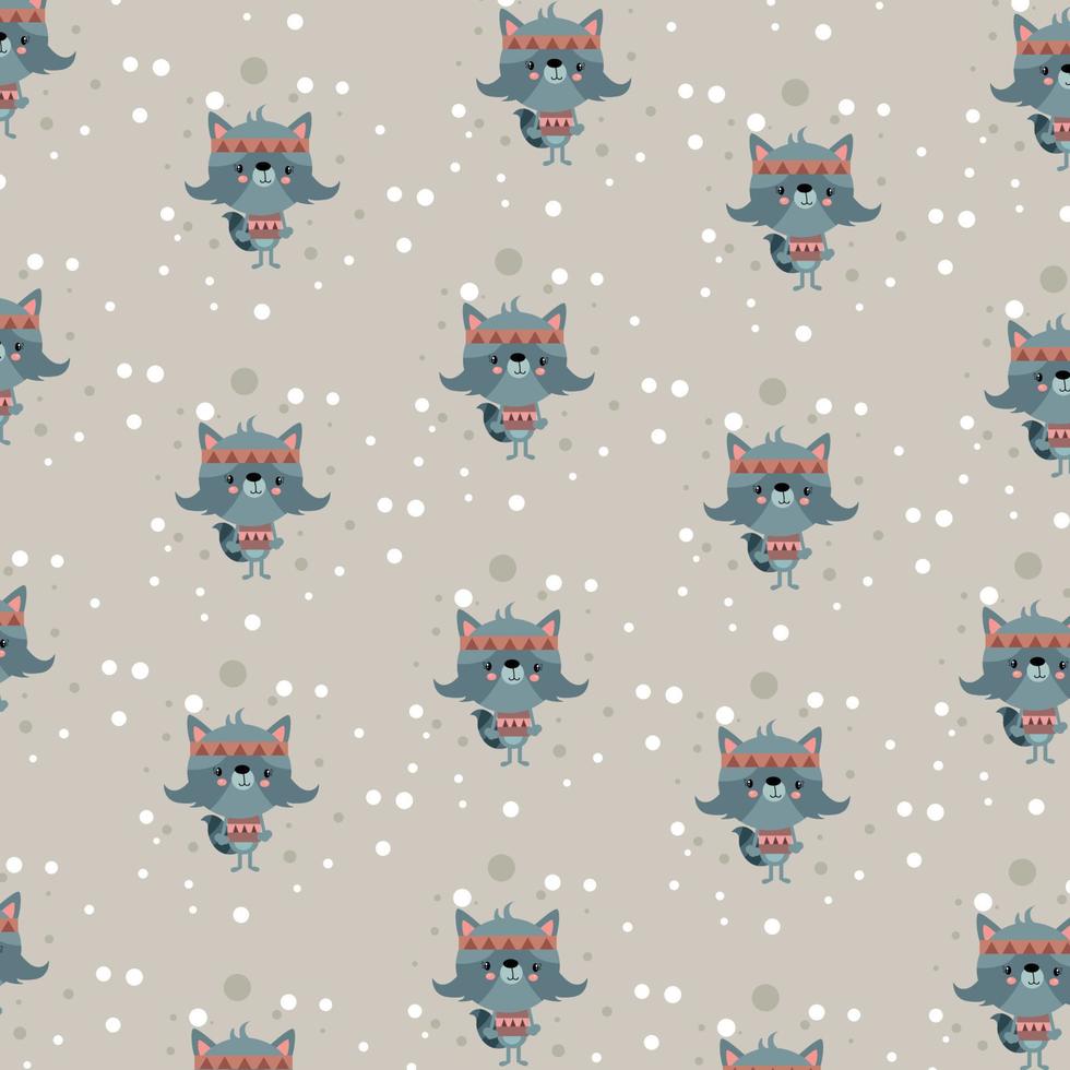 Drawing of adventurous cat pattern illustration character design in winter. Doodle cartoon style. vector