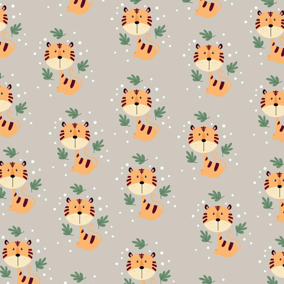 Orange cat sitting very cute on snowball background. Vector pattern and illustration.