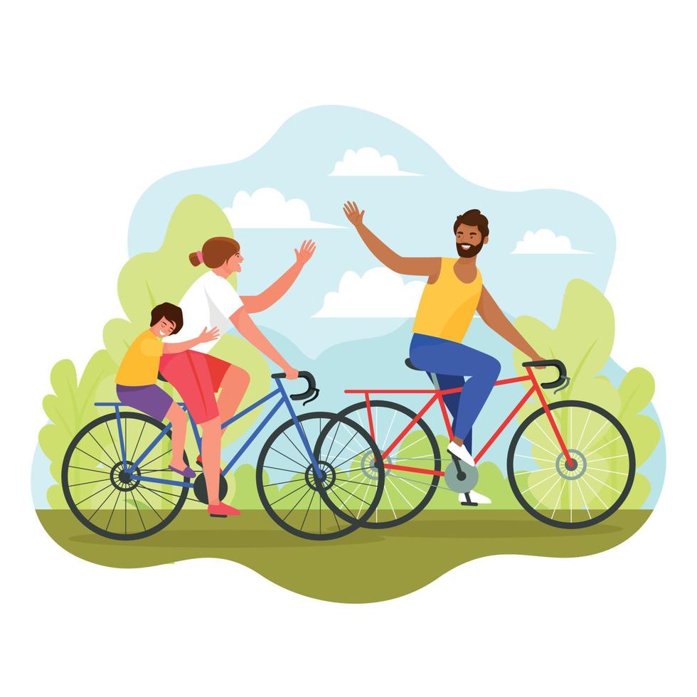 Happy Cycling with Family vector