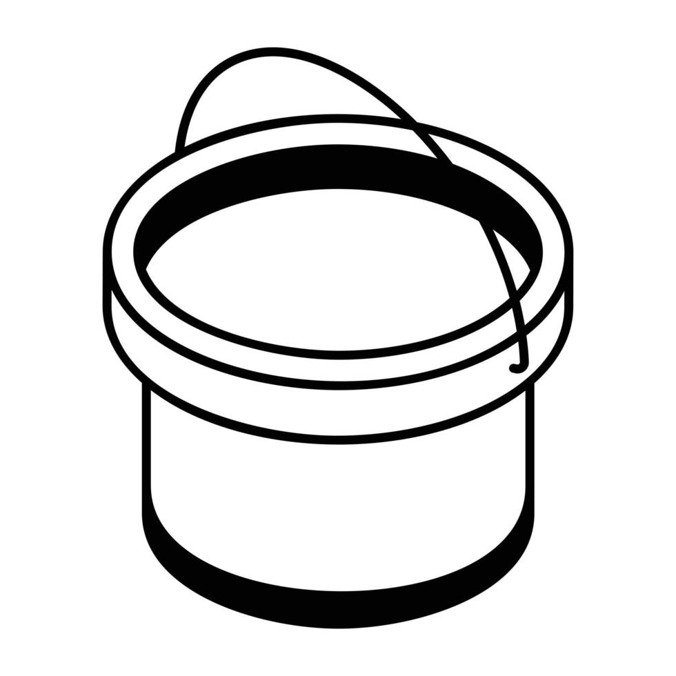 An isometric line icon of water bucket vector