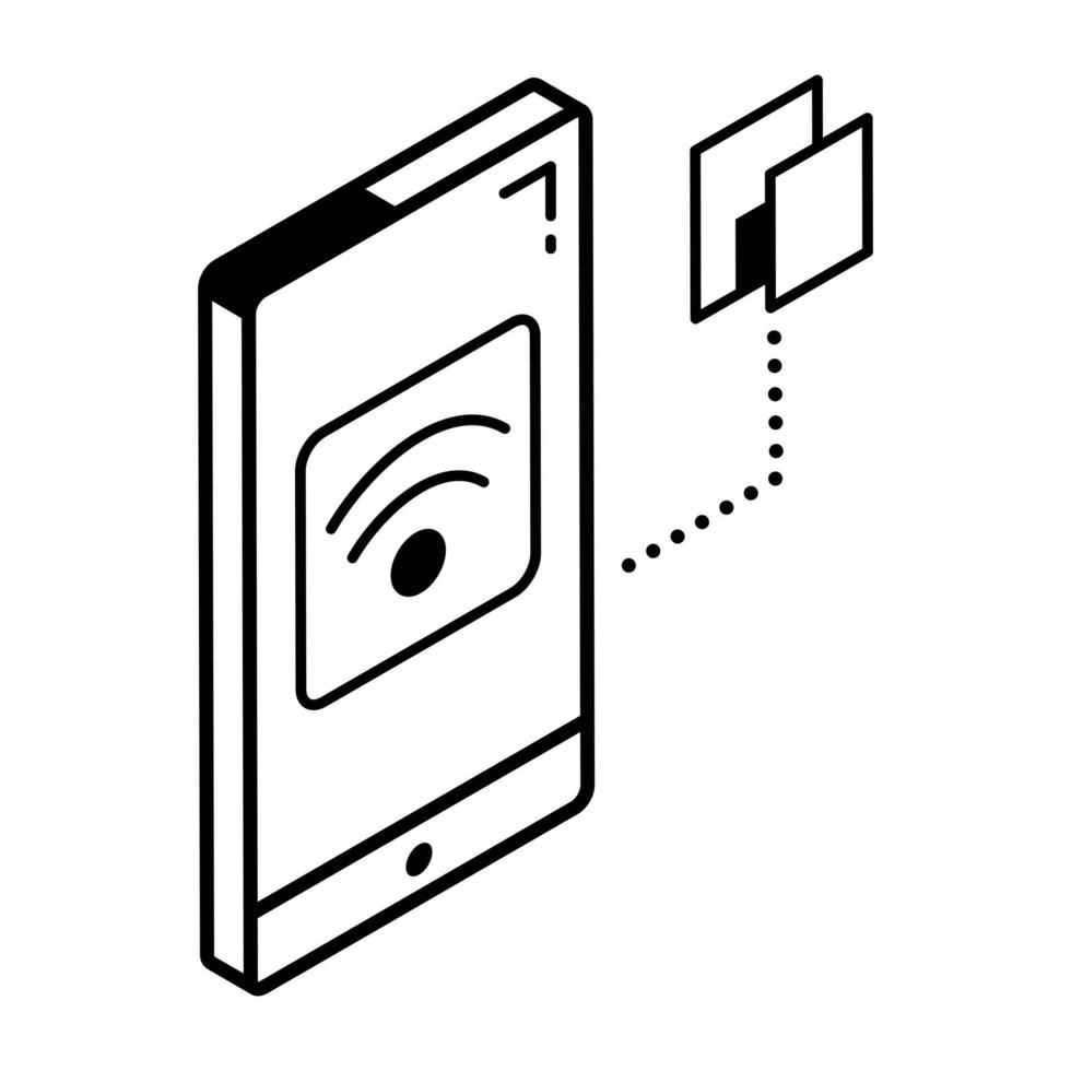 An icon of phone wifi line design vector