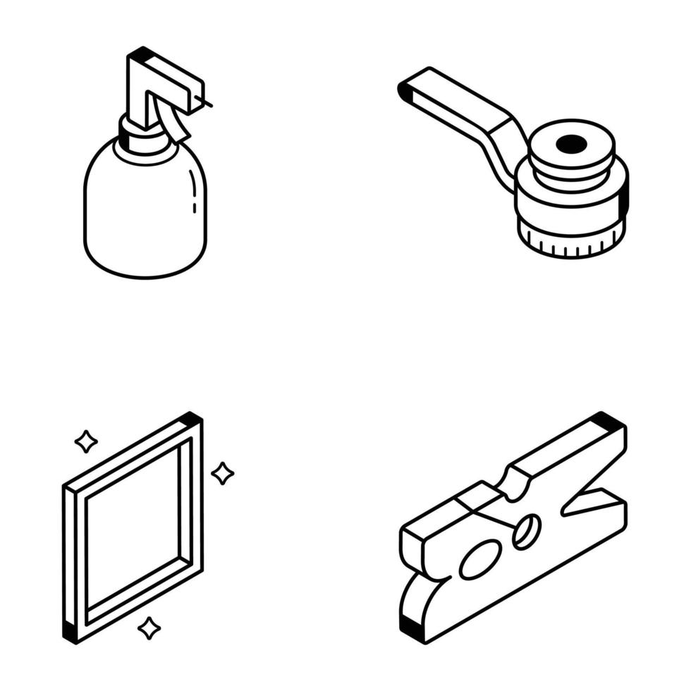 Isometric Line Icons of Equipment vector