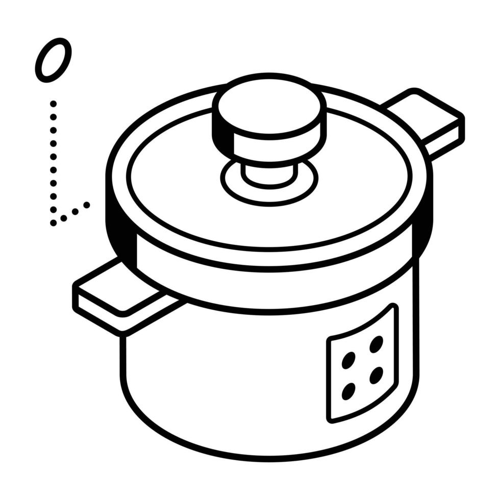 A smart cooker isometric line icon vector
