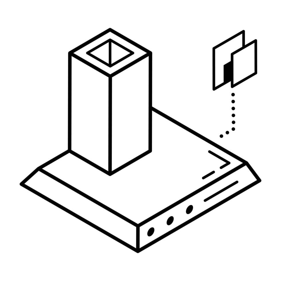 un icono de línea isométrica de campana extractora vector