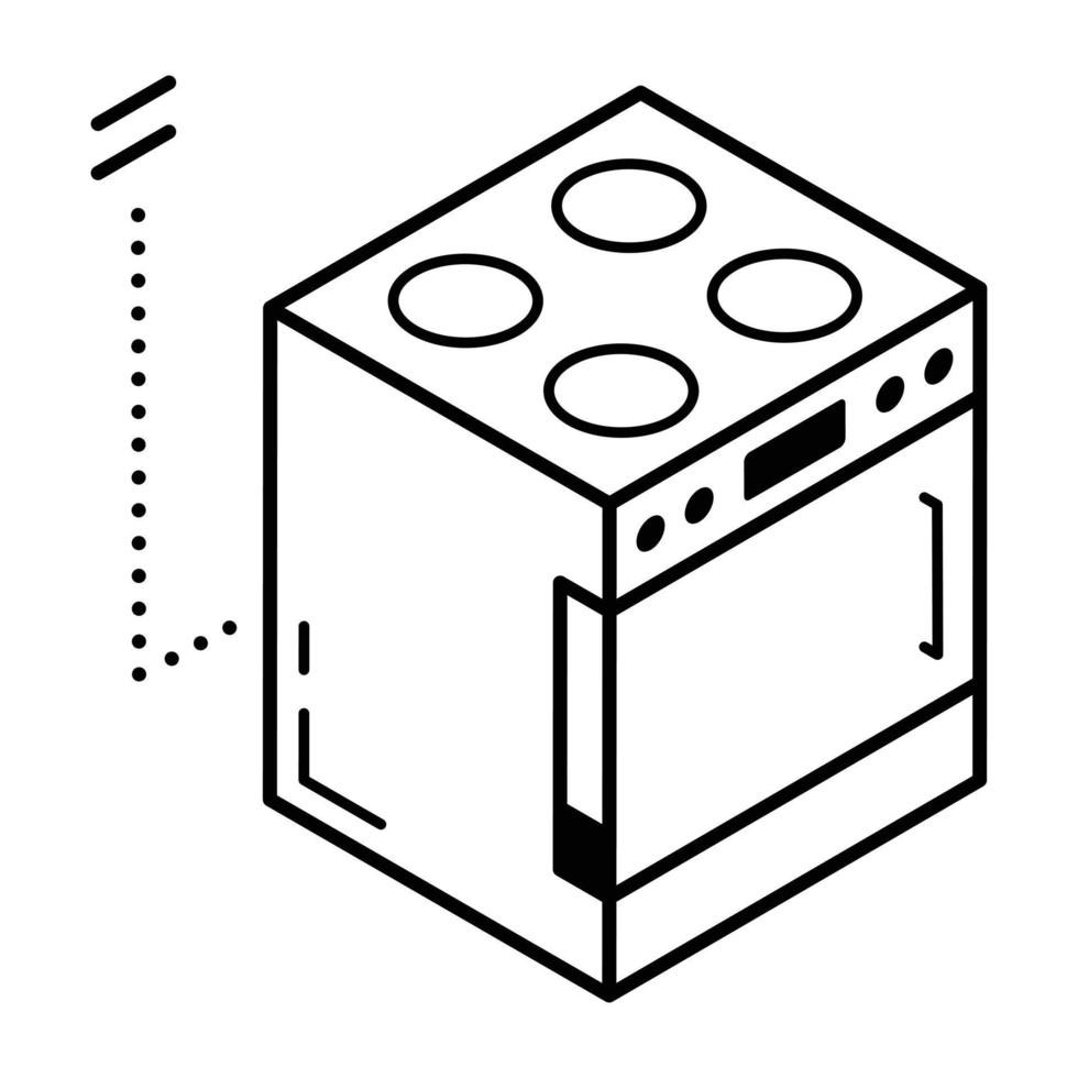 Isometric icon design of a cooking range vector