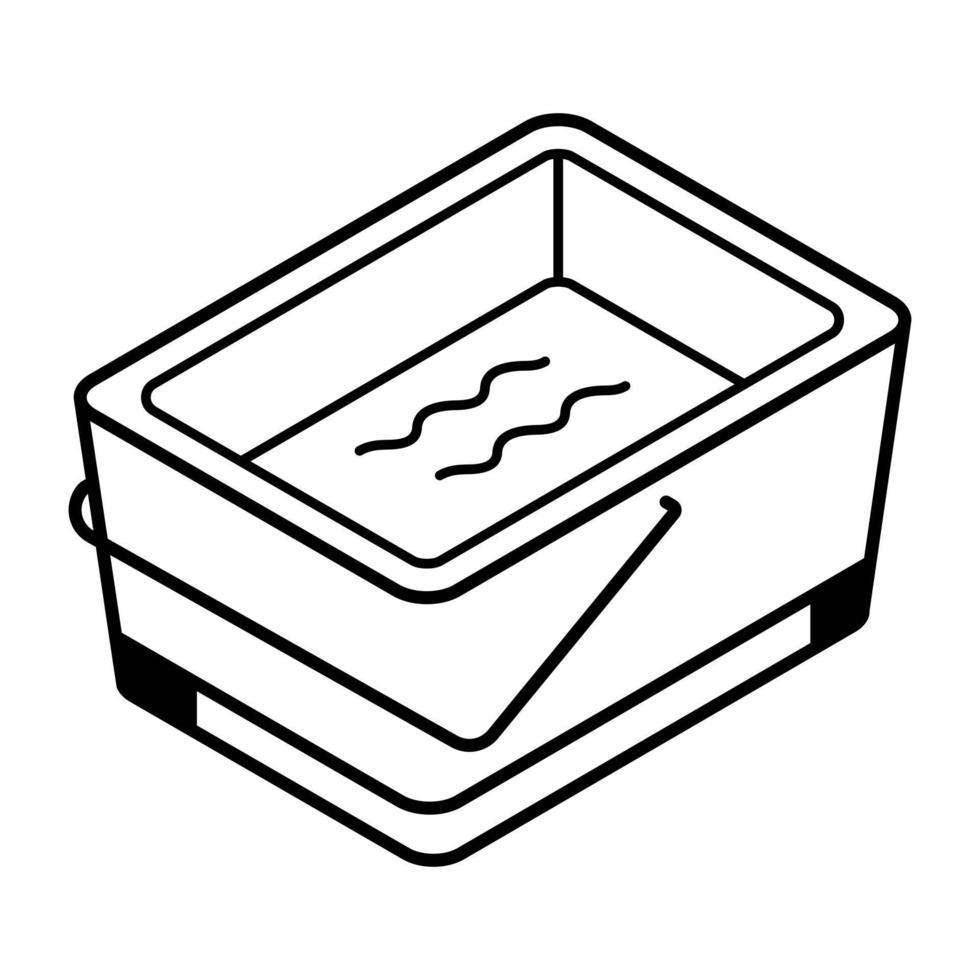 Line isometric icon denoting water basket vector