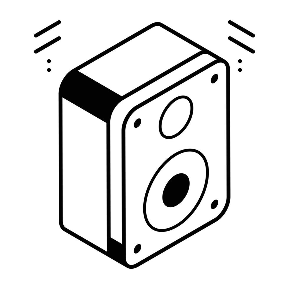 A line isometric icon of a speaker vector