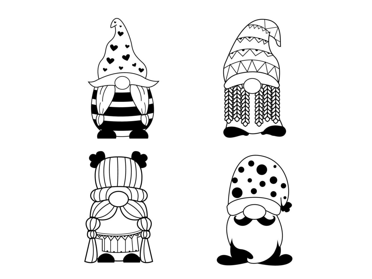 Black Cute Gnome isolated vector illustration.