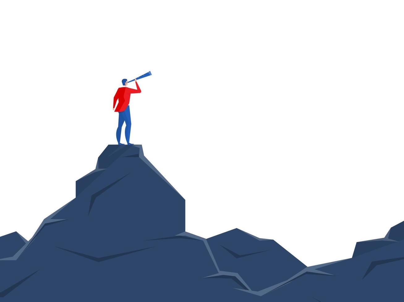 businessman standing on top of cliff with telescope.vision Strategy, planning,business concept vector