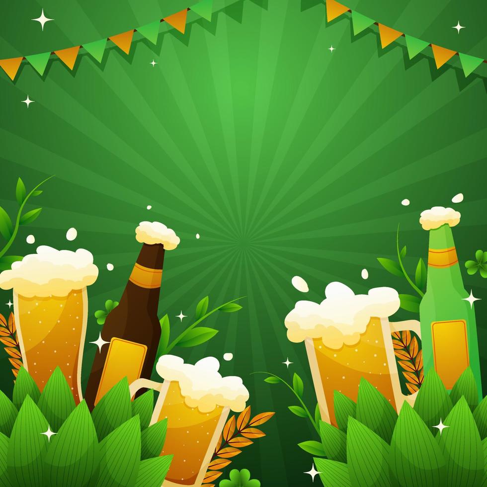 día de la cerveza fondo verde hoja vector