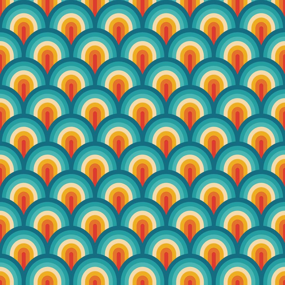 Seamless pattern retro wave 70s rainbow stripes vector