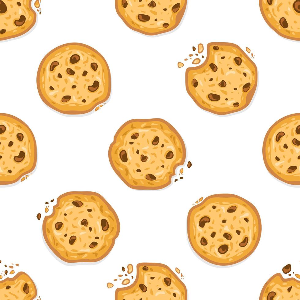 Seamless cookies with chocolate chip vector