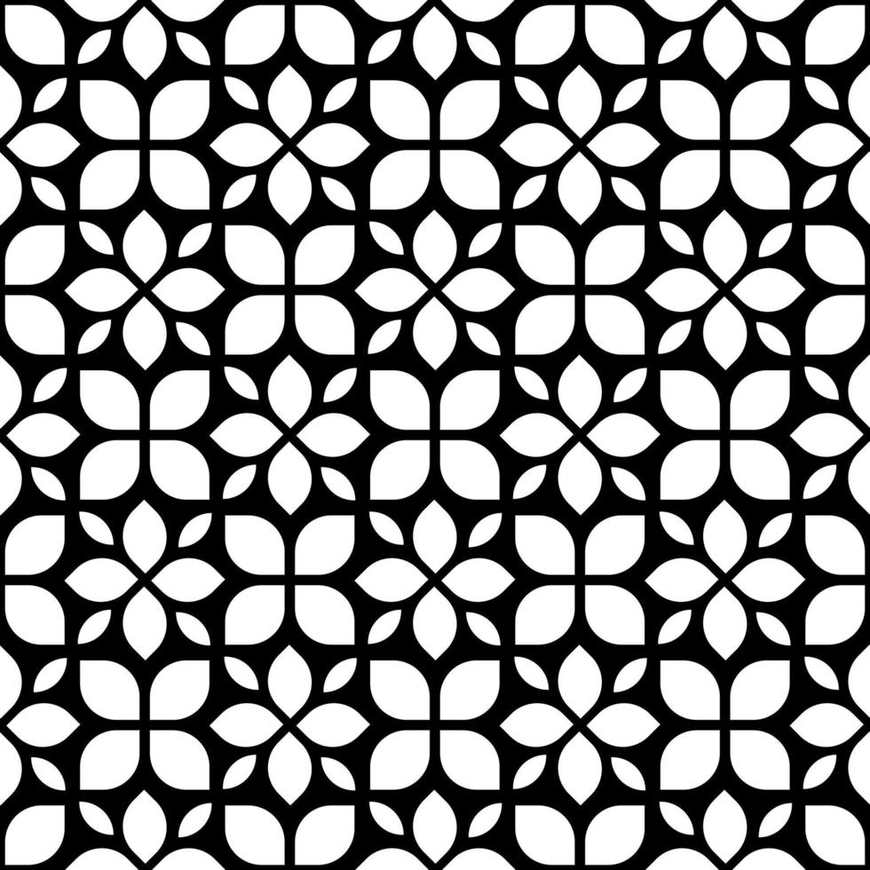 Seamless pattern white flowers on black background. Abstract geometric floral vector