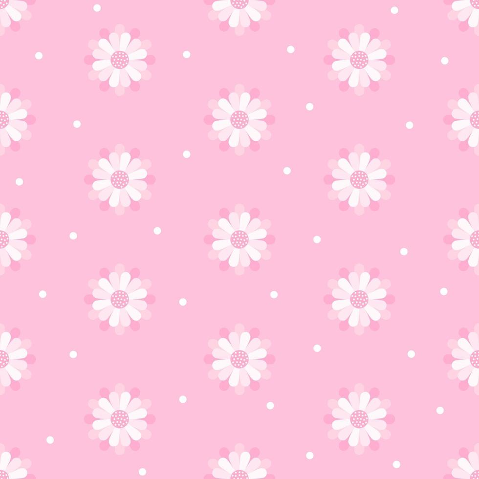 Seamless pattern white flowers on pink background vector