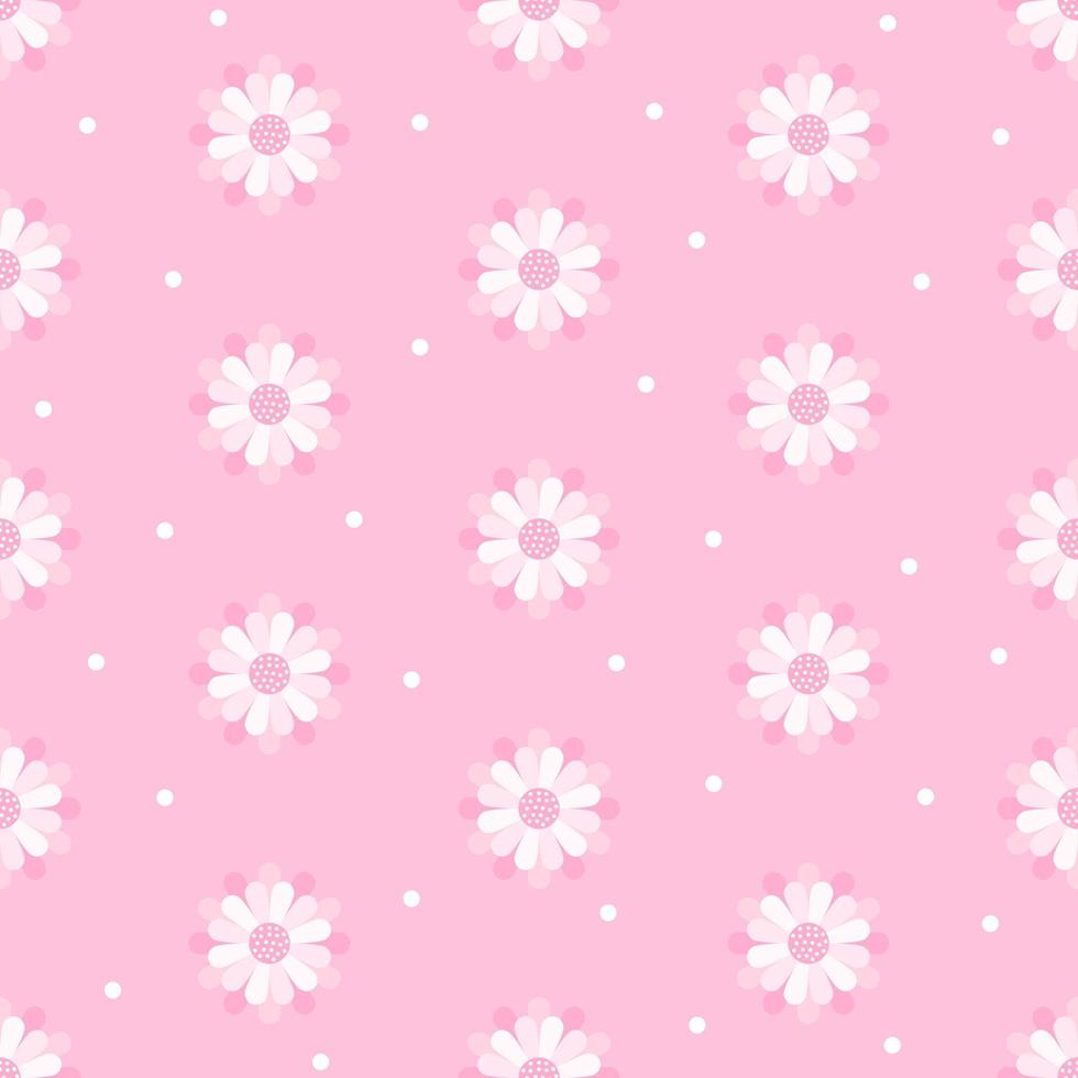 Seamless pattern white flowers on pink background vector