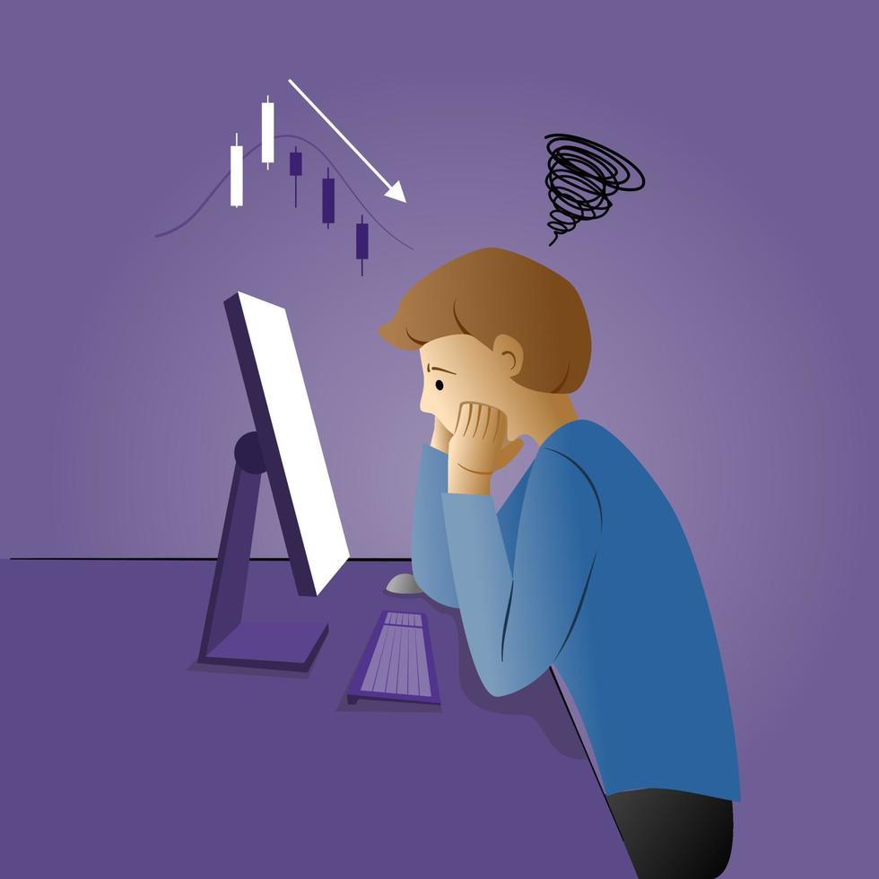 Trader stress about falling stock prices vector