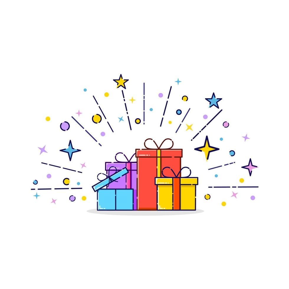 Gift boxes present greeting surprise winner vector