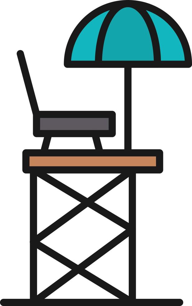 Lifeguard Chair Line Filled vector