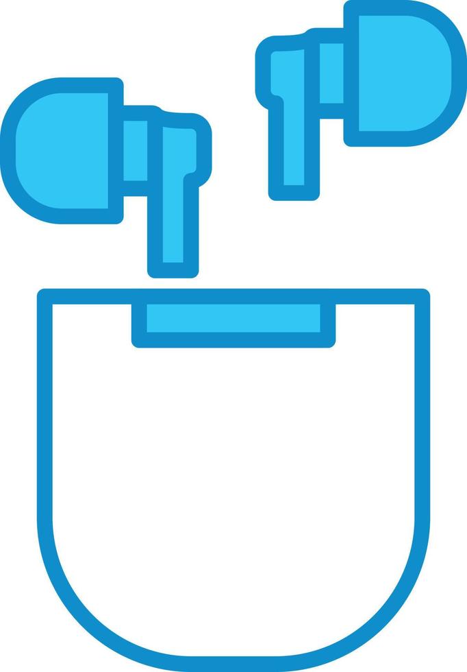 Earphone Line Filled Blue vector