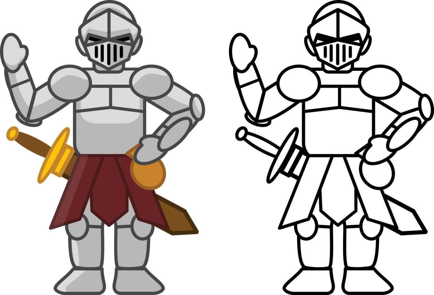 salute Medieval's Knight Doodle vector