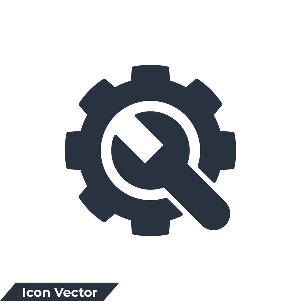 Gear and Wrench icon logo vector illustration. Service tool symbol template for graphic and web design collection