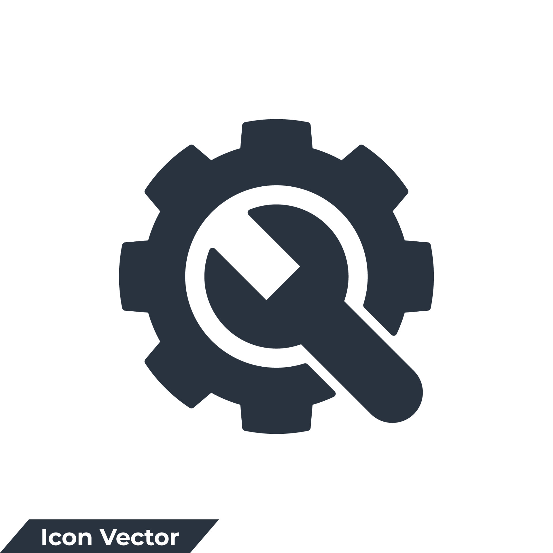 Gear and Wrench icon logo vector illustration. Service tool symbol