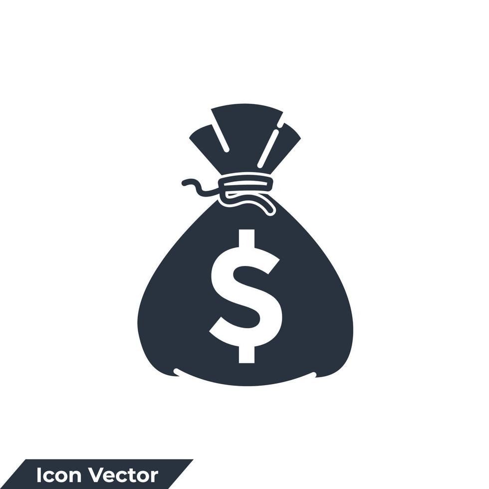 money bag icon logo vector illustration. sack of money symbol template for graphic and web design collection