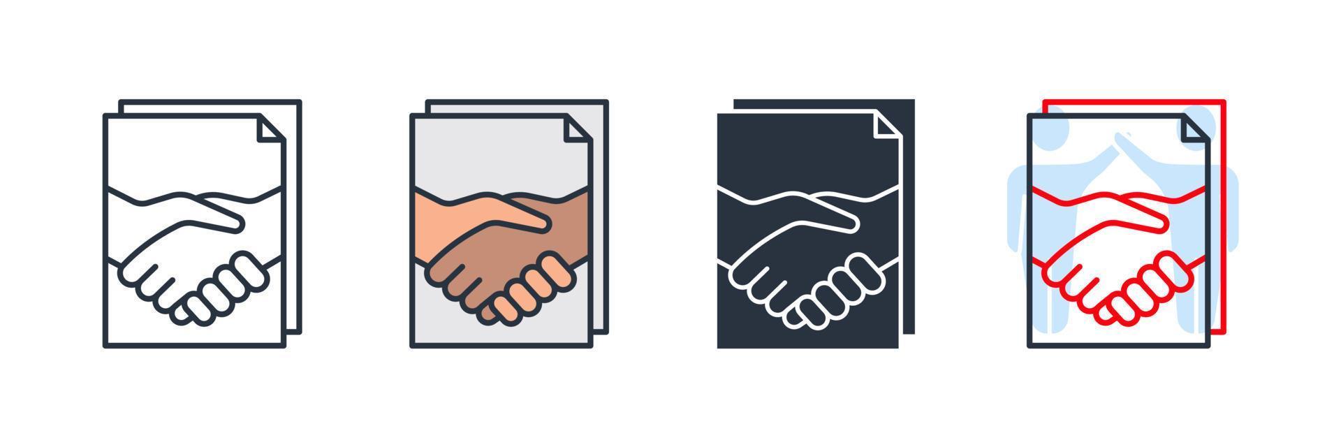 contract icon logo vector illustration. Business contract handshake symbol template for graphic and web design collection