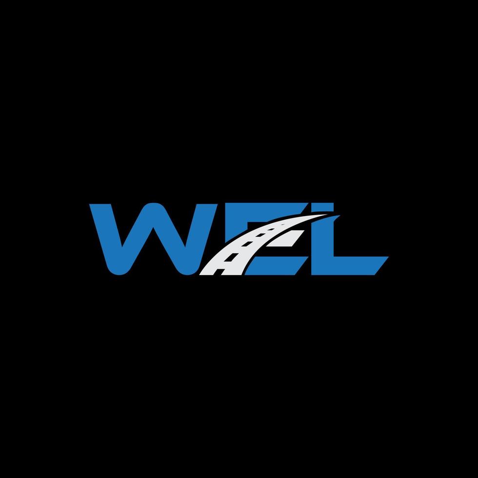 WEL letter logo design on BLACK background. WEL creative initials letter logo concept. WEL letter design. vector