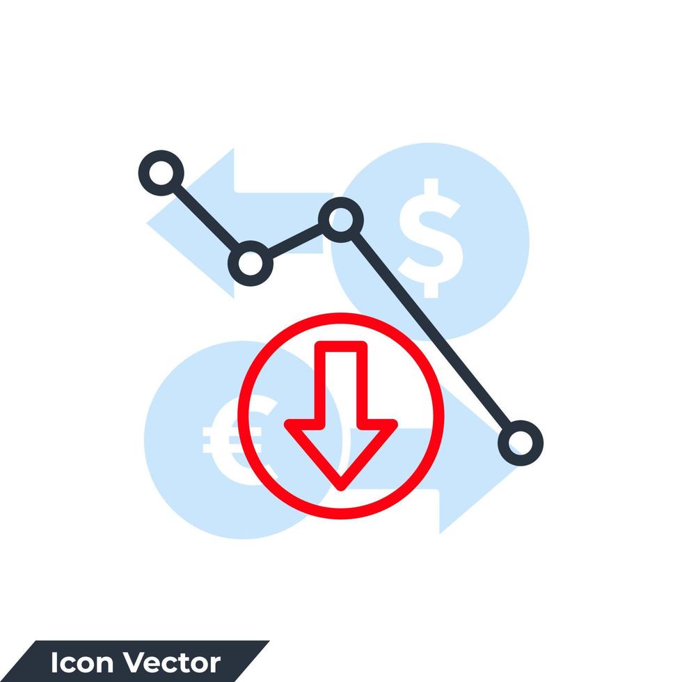 disminuir la ilustración del vector del logotipo del icono. plantilla de símbolo de financiación de tasa de interés para la colección de diseño gráfico y web