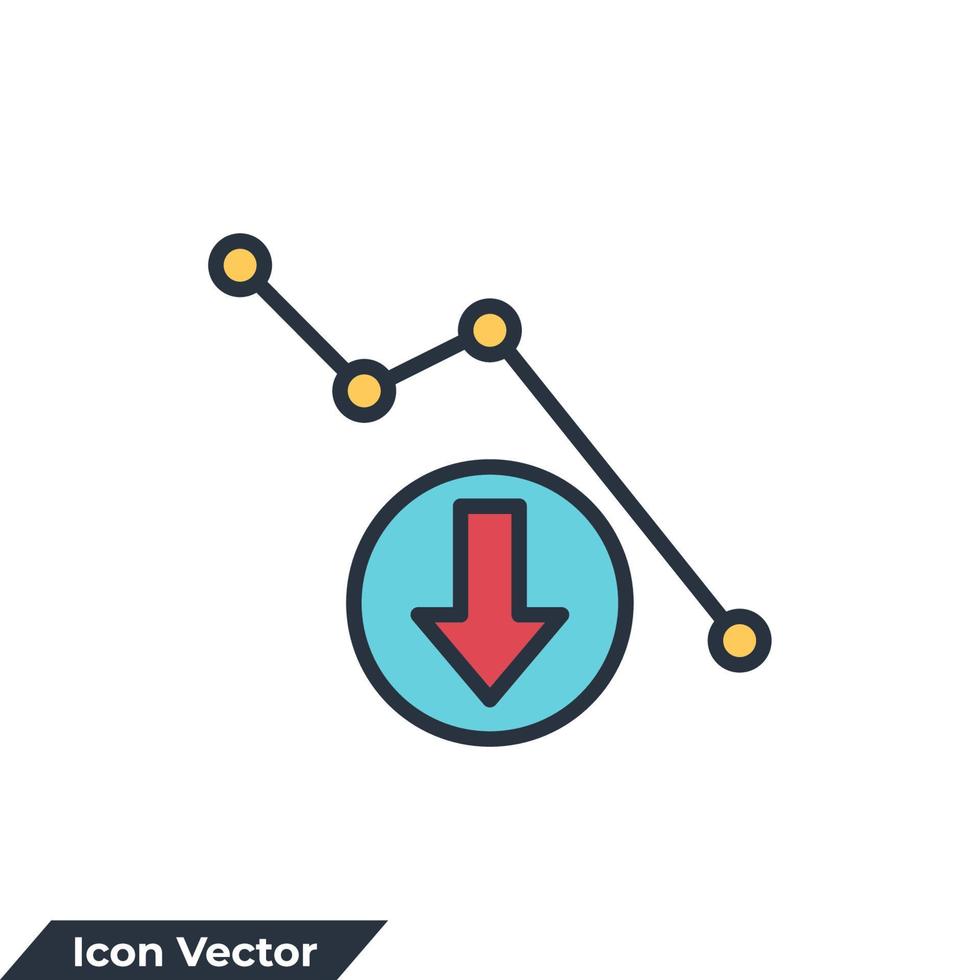 disminuir la ilustración del vector del logotipo del icono. plantilla de símbolo de financiación de tasa de interés para la colección de diseño gráfico y web