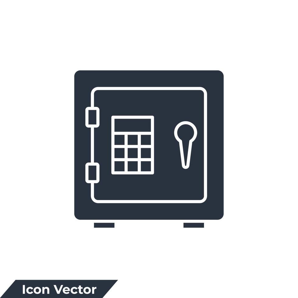 Ilustración de vector de logotipo de icono de caja fuerte bancaria. caja fuerte de dinero y plantilla de símbolo de casillero para la colección de diseño gráfico y web